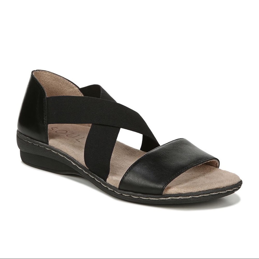NIB SOUL Naturalizer Black Blume Leather Sandal